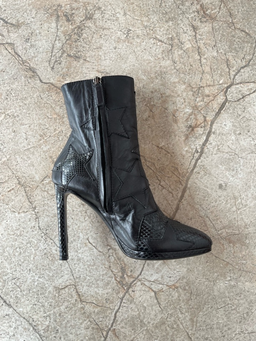 Roberto Cavalli FW 2016 Star Patchwork Snakeskin Leather Suede Ankle Boots - Picture 4 of 11